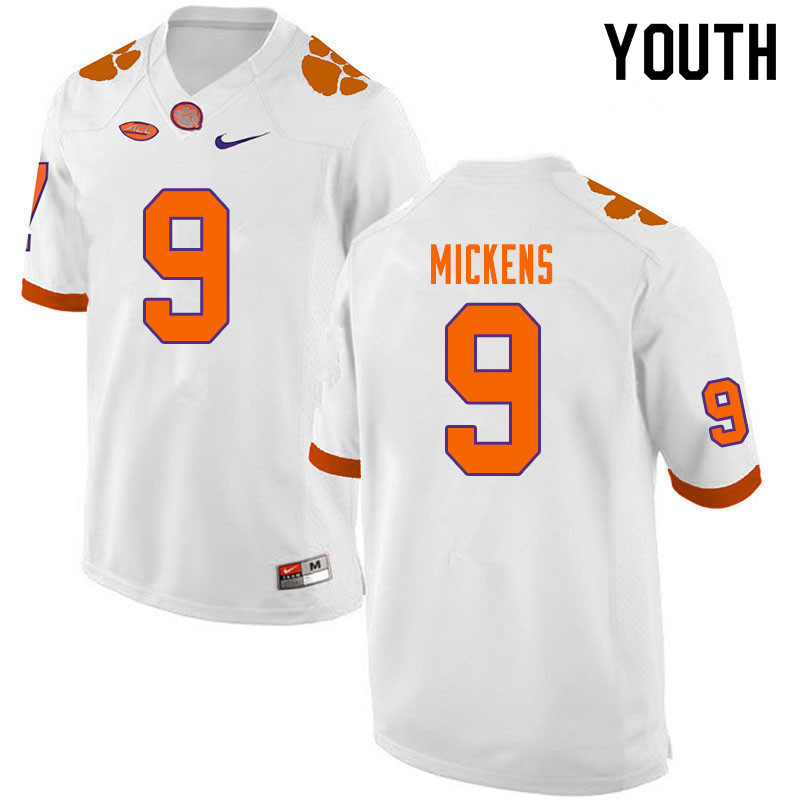 Youth #9 R.J. Mickens Clemson Tigers College Football Jerseys Sale-White - Click Image to Close